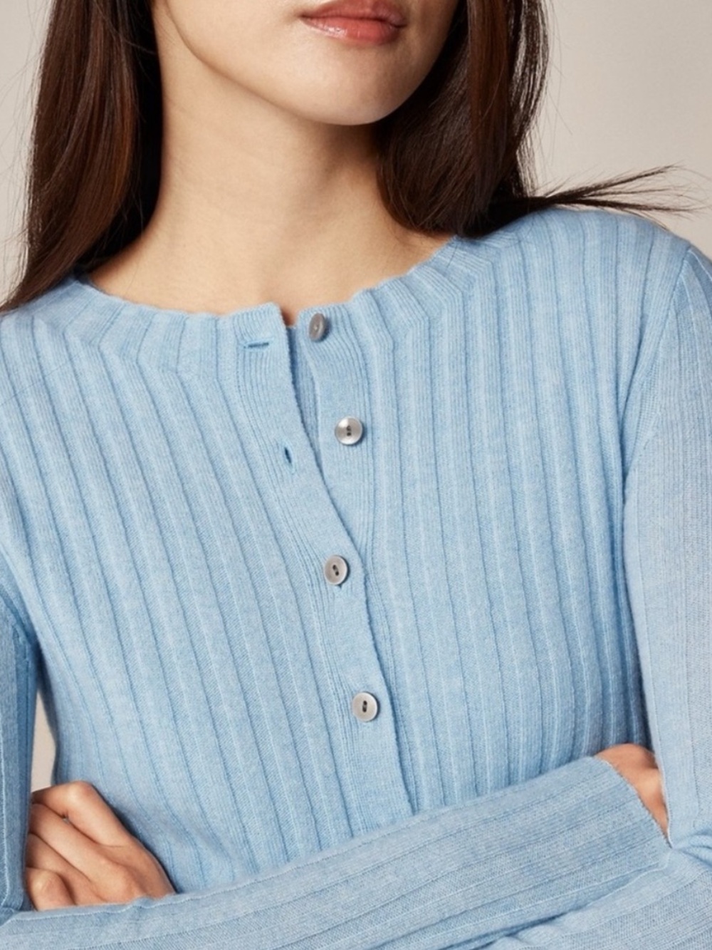 NEW J. Crew Wide-rib cashmere cardigan in Heather River size XXS CO325 $178
